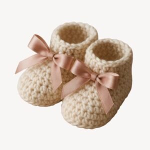 Crochet Baby Booties with Ribbon